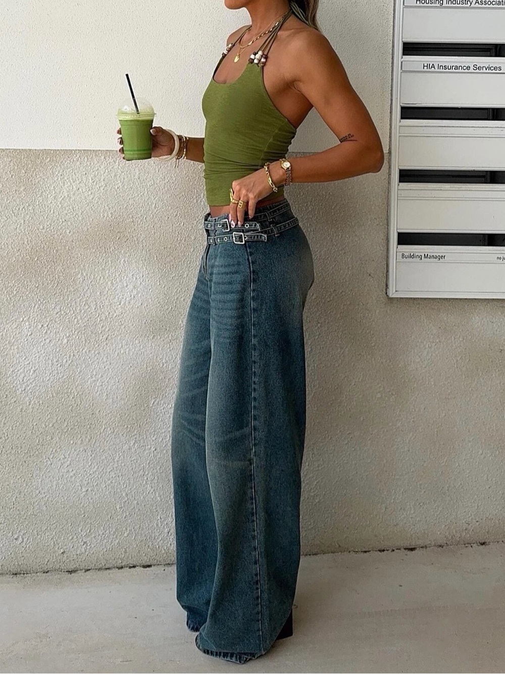 Paltrow Mid Rise Wide Leg Cargo Jeans Mid Blue
Wash